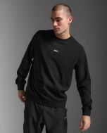 2XU Mens Motion French Terry Crew - black/white