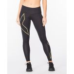 2XU Womens Light Speed Mid-Rise CompTight black/gold reflective
