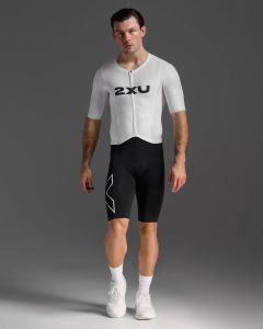 2XU Mens Light Speed React Sleeved Trisuit Triathonanzug - black/white