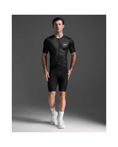 2XU Mens Aero Hex Sleeved Trisuit - black/white