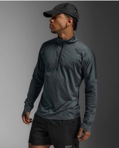 2XU Mens Aero 1/2 Zip - dark sage/black reflective