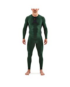 Skins Mens 5-Series Compression Long Sleeve Top (green/grey)