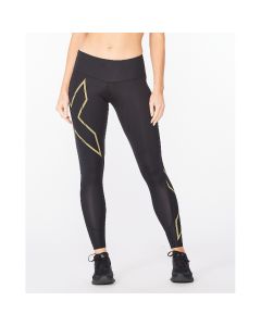 2XU Womens Light Speed Mid-Rise CompTight black/gold reflective